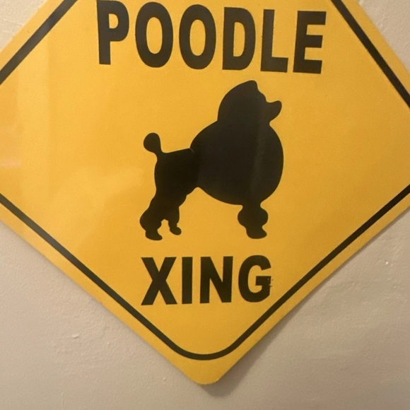 POODLE XING Large Vintage Metal Poodle Dog Crossing Sign 12” X 12” Very Nice! - Picture 3 of 6